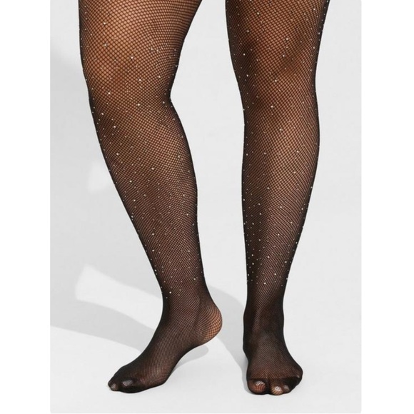 TORRID NWT Rhinestone Fishnet Tights - Picture 1 of 3